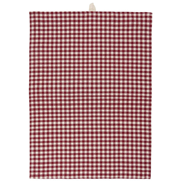 COTTON TEA TOWEL NATURAL AND RED CHECK