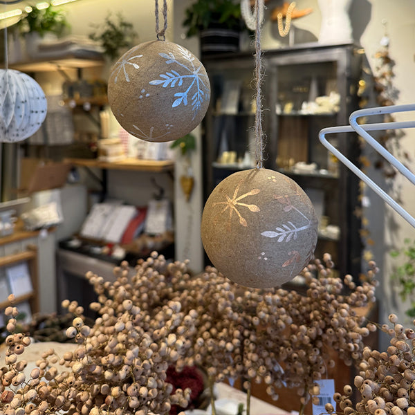 Kraft Paper Mache Baubles with Silver