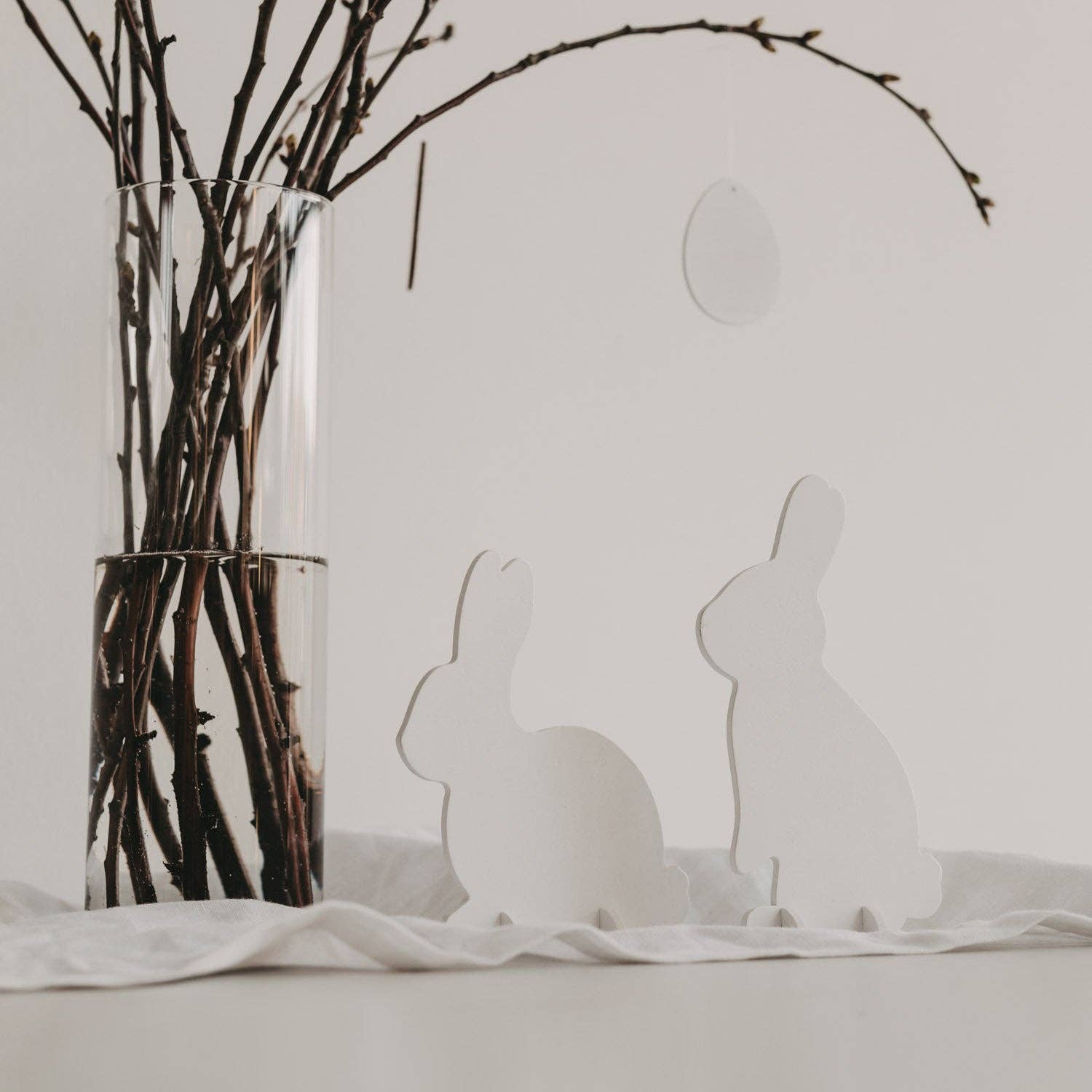 White Wooden Rabbits Set of 2