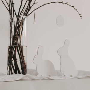 White Wooden Rabbits Set of 2
