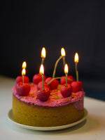 Load image into Gallery viewer, Cherry Candles Cake Toppers Handmade Soy Wax Set of 3
