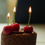 Load image into Gallery viewer, Cherry Candles Cake Toppers Handmade Soy Wax Set of 3
