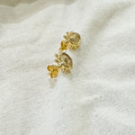 Load image into Gallery viewer, HE46 Dot Work Gemstone Stud Earrings Citrine
