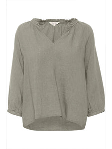 PART TWO ELODY 100% LINEN BLOUSE VETIVER