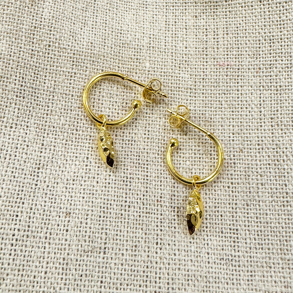 KSE-81  B Gold Charm Drop Earrings