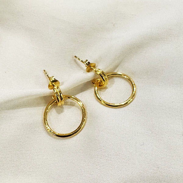 KSE-43 Gold Front Facing Hoop Drop Earrings