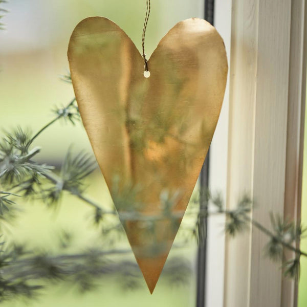 BRASS HEART DECORATION FOR HANGING two sizes available