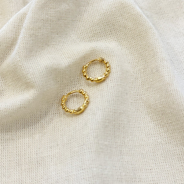 PL-141a Gold Small Bobble Huggie Earrings