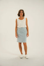 Load image into Gallery viewer, Mat De Misaine Jupon Raye Navy Skirt
