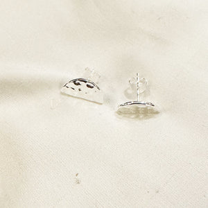 KSE-54 Silver Hammered Semi Circle stud Earrings
