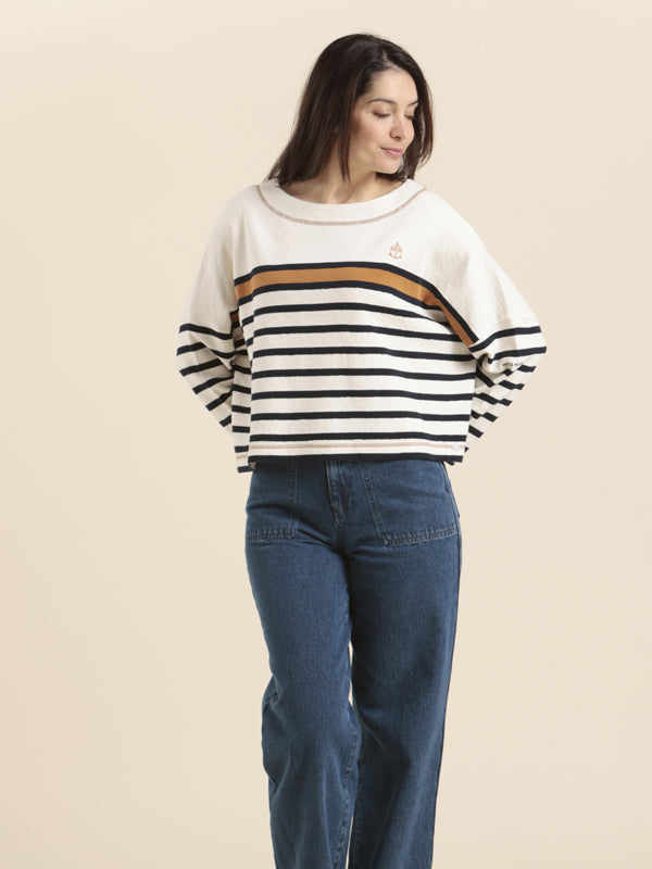 Mat De Misaine Maki Jumper Chestnut, Navy & Cream