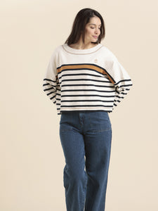 Mat De Misaine Maki Jumper Chestnut, Navy & Cream