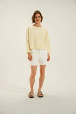 Load image into Gallery viewer, Mat de Misaine Maki Striped Cotton Top Pale Yellow
