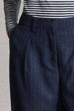 Load image into Gallery viewer, Mat de Misaine Percheur Navy Pinstripe Trousers
