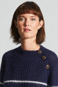 Mat De Misaine Teck Striped Jumper Navy Calcaire