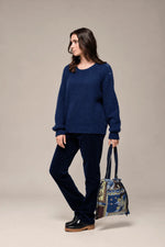 Load image into Gallery viewer, Mat De Misaine Tykky Navy Jumper with Button Detail
