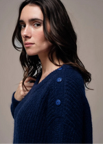 Load image into Gallery viewer, Mat De Misaine Tykky Navy Jumper with Button Detail
