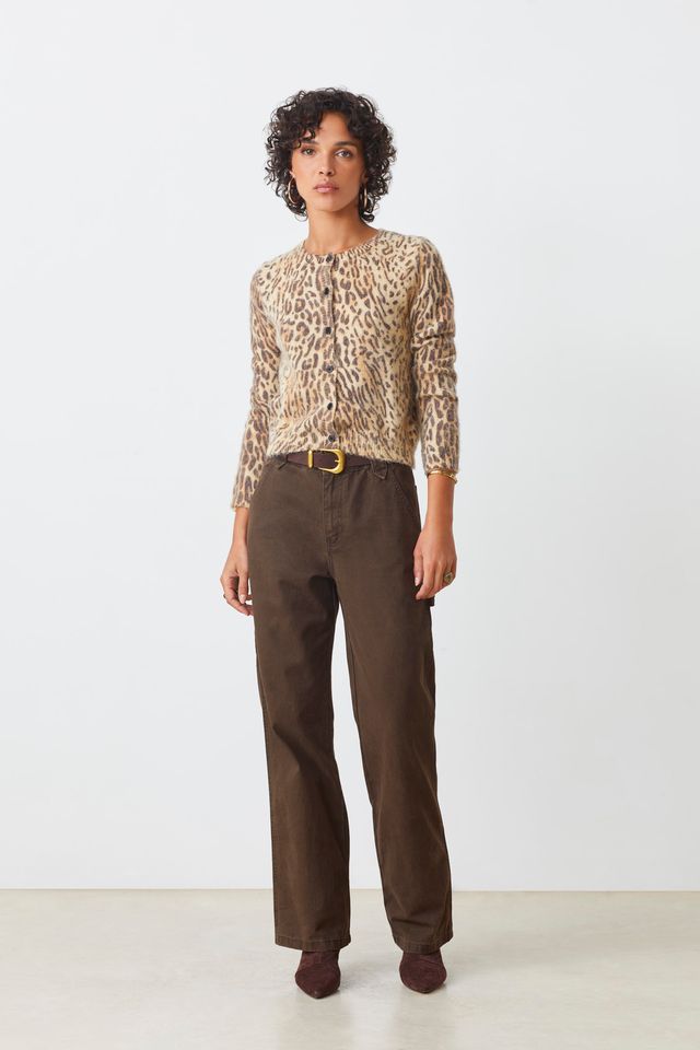 Suncoo Knitted Leopard Print Cardigan Gacia