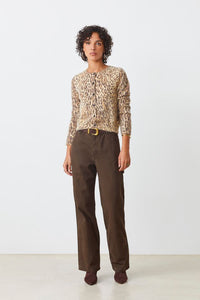 Suncoo Knitted Leopard Print Cardigan Gacia