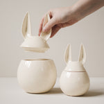 Load image into Gallery viewer, CERAMIC RABBIT STORAGE JAR VANILLA LARGE
