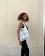 Load image into Gallery viewer, Organza Fleuriste Pissenlit Yellow Floral Shopping Bag
