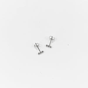 PL-200 SILVER THREE BALL STUD EARRINGS