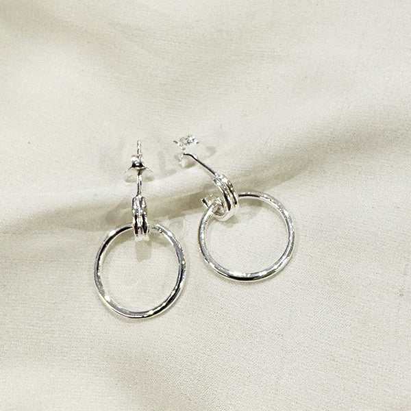 KSE-43 Silver Front Facing Hoop Drop Earrings