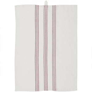 COTTON TEA TOWEL WHITE AND RED STRIPES