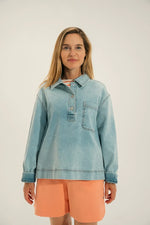 Load image into Gallery viewer, Mat de Misaine Denim Shirt Top Velique
