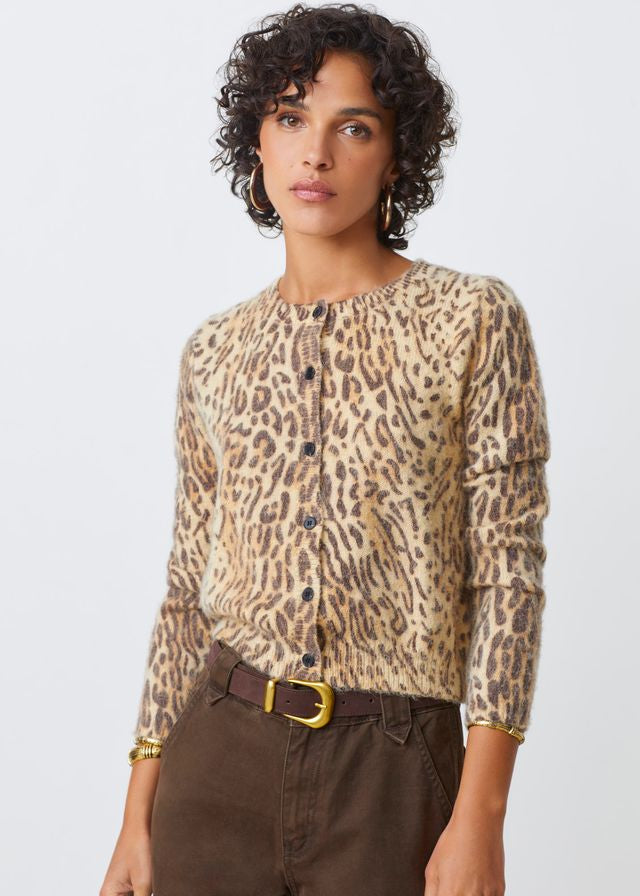 Suncoo Knitted Leopard Print Cardigan Gacia