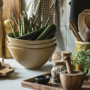 LARGE CERAMIC BOWL MUSTARD DUNES