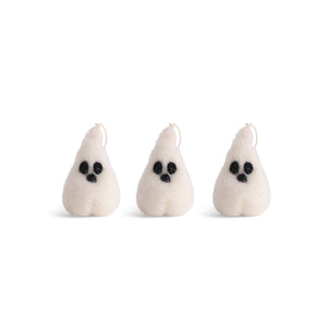SMALL FELT GHOSTS SET OF THREE DECORATIONS