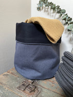 Load image into Gallery viewer, COTTON &amp; LINEN ROLL DOWN STORAGE BAG CHARCOAL
