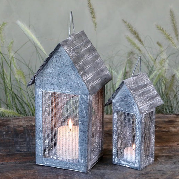 ZINC HOUSE CANDLE HOLDER two sizes