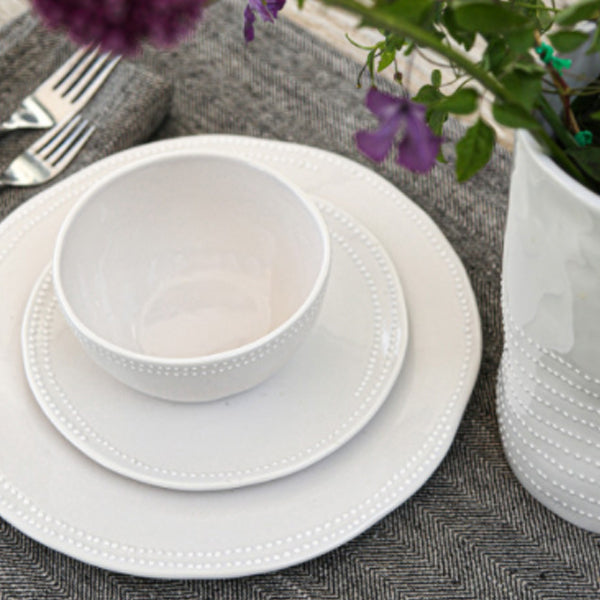 LARGE PLATE WHITE DOT DESIGN TEXTURED 26cm