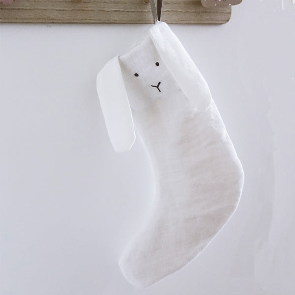 SOFT LINEN RABBIT STOCKING WHITE