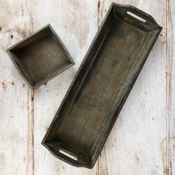 DARK WOODEN TRAY WITH HANDLES