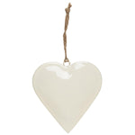 Load image into Gallery viewer, WHITE METAL HEART DECORATION WITH JUTE HANGING
