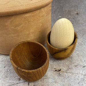 HAND CARVED TEAK WOODEN EGG CUP