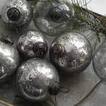 Load image into Gallery viewer, GLASS CHRISTMAS ORNAMENT PEBBLED SILVER
