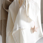 Load image into Gallery viewer, ORGANIC MUSLIN TOWEL PONCHO WHITE WITH PUTTY STAR
