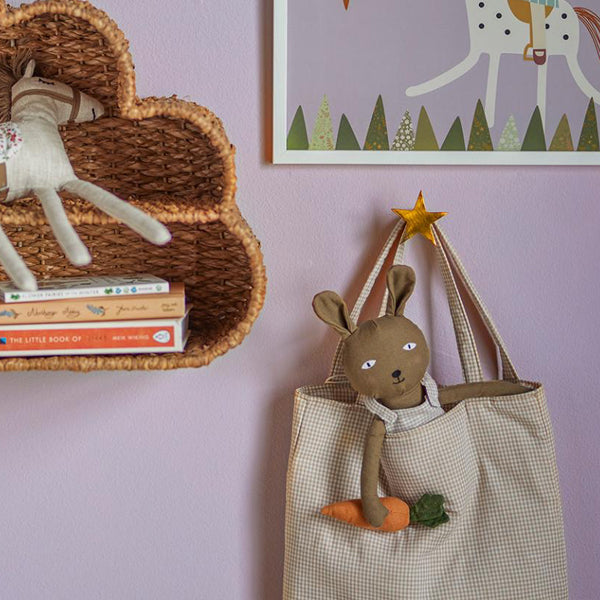 COTTON AND LINEN RABBIT SOFT TOY AND BAG