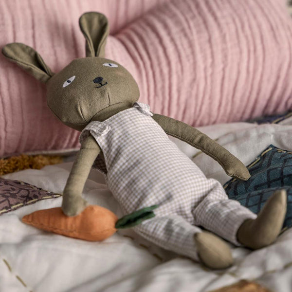 COTTON AND LINEN RABBIT SOFT TOY AND BAG