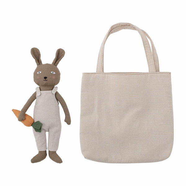 COTTON AND LINEN RABBIT SOFT TOY AND BAG