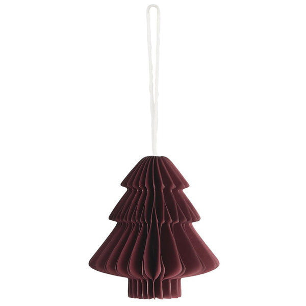 SMALL PAPER TREE DECORATION DARK RED