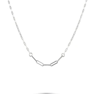 2263 SILVER PAPERCLIP CHAIN NECKLACE SHORT