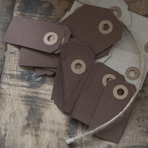 LUGGAGE GIFT TAG BROWN CARD PACK OF 25 two sizes