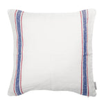 Load image into Gallery viewer, WHITE LINEN CUSHION WITH RED AND BLUE STRIPE 40 X 40
