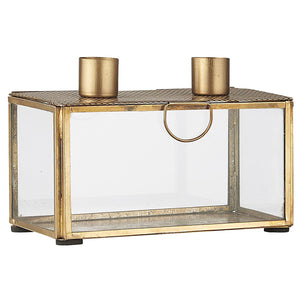 METAL CANDLE HOLDER WITH LID GLASS BOX
