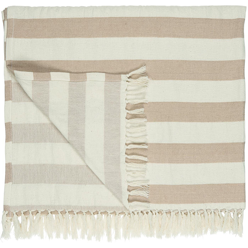 LARGE HAMMAM TOWEL WITH FRINGES BURNT ROSE STRIPE